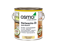 Масло с твёрдым воском OSMO Hartwachs Oil Anti-Rutsch с антискользящим эффектом для деревянных и паркетных полов, для деревянных лестниц и ступеней. Бесцветное полуматовое масло OSMO №3089 с устойчивостью к скольжению R11, бесцветное полуматовое масло OSMO №3088 с устойчивостью к скольжению R9.
